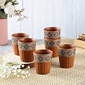 The Decor Mart Cutting Chai Glass Set with Metal Stand(6 Glasses)