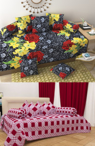 decor vatika polycotton abstract diwan set multicolor