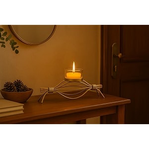 golden wire t-light candle holder with glass cup  elegant home dcor for living room puja amp festive decoration