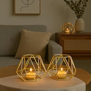 coral tree pineapple shaped decorative candle holder with lid  gold finish 2-wick wax candle