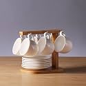 Wooden Coffee Cup Hanger for Kitchen Cabinet Mug Plate Holder Stand Organizer for Kitchen & Dining Table- 6 Hooks Brown Colour