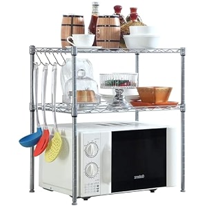 commercial grade heavy-duty 2-tier height adjustable rack  load capacity 50 kg per shelf 2 tier-chrome  60 x 30 x 60 cm