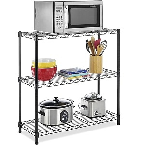 metal commercial grade heavy-duty 3-tier height adjustable rackload capacity 50 kg per shelf 3 tier-black75 x 35 x 90 cm