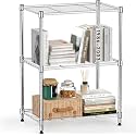 Metal Commercial Grade Heavy-Duty 3-Tier Height Adjustable Rack|Load Capacity 50 Kg Per Shelf (3 Tier-Chrome|75 x 35 x 90 cm)