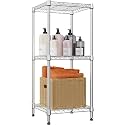 Commercial Grade Heavy-Duty 3-Tier Height Adjustable Rack (3 Tier-Chrome | 30 x 30 x 80 cm)