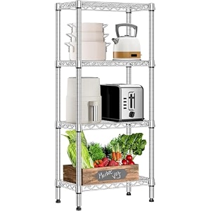 decorange commercial grade heavy-duty 4-tier height adjustable rack 4 tier-chrome  60 x 30 x 120 cm