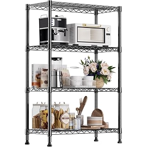 commercial grade heavy-duty 4-tier height adjustable rack  load capacity 50 kg per shelf 4 tier-black  75 x 35 x 120 cm