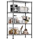 Commercial Grade Heavy-Duty 4-Tier Height Adjustable Rack | Load Capacity 50 Kg Per Shelf (4 Tier-Black | 75 x 35 x 120 cm)