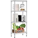 Commercial Grade Heavy-Duty 4-Tier Height Adjustable Rack (4 Tier-Chrome | 30 x 30 x 120 cm)