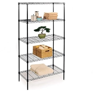 commercial grade heavy-duty 5-tier height adjustable rack  load capacity 50 kg per shelf 5 tier-black  75 x 35 x 150 cm