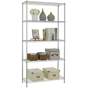 metal commercial grade heavy-duty 5-tier height adjustable rackload capacity 50 kg per shelf 5 tier-chrome75 x 35 x 150 cm