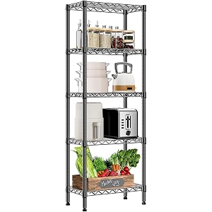 commercial grade heavy-duty 5-tier height adjustable rack 5 tier-black  60 x 30 x 150 cm