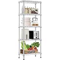 Commercial Grade Heavy-Duty 5-Tier Height Adjustable Rack (5 Tier-Chrome | 60 x 30 x 150 cm)