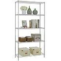 Metal Commercial Grade Heavy-Duty 5-Tier Height Adjustable Rack|Load Capacity 50 Kg Per Shelf (5 Tier-Chrome|75 x 35 x 150 cm)