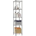 Commercial Grade Heavy-Duty 5-Tier Height Adjustable Rack (5 Tier-Black | 30 x 30 x 150 cm)