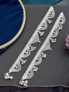 decorationmanu beautiful design tajmahal jhalar anklet gota chandi payal pack of 2 metal anklet