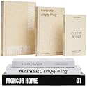 Decorative Coffee Table Books, Set of 3, Real Pages Neutral Beige Tones