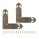 Brass Corner Protectors Decorative Corner Protectors Retro Embossed L Shape Furniture Guards for Cabinets Tables Jewelry Boxes 2 pcs with 16 Screws