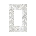 Decorative Decorator Rustic Wall Plate 1-Gang White/Grey Herringbone Birch Wood Wooden Plank Grain Vintage Country Retro GFCI/Rocker Switch Outlet Electrical Cover Plate Faceplate for Receptacle Light