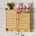 Decorative Electrical Panel Cover, Retro Meter Switch Box, Wooden Hide Breaker Box Cover, with Hooks and Handles, Flip-top Cabinet Doors Design(Beige,53 * 40cm/20.9 * 15.7in)