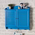 Decorative Electrical Panel Cover, Retro Meter Switch Box, Wooden Hide Breaker Box Cover, with Hooks and Handles, Flip-top Cabinet Doors Design(Blue,53 * 40cm/20.9 * 15.7in)