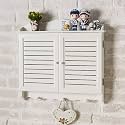 Decorative Electrical Panel Cover, Retro Meter Switch Box, Wooden Hide Breaker Box Cover, with Hooks and Handles, Flip-top Cabinet Doors Design(White,34 * 24cm/13.4 * 9.4in)