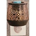 Decorative Floral Pattern Plug-in Wax Warmer, Bronze Metal Night Light with Cut-Out Design
