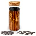 Decorative Matches in a Gold Heart Foil Glass Jar | 4" Espresso Long Matches (100 match sticks)Cork Top Glass Holder + Striker Stickers | Gifts, Décor, &amp; Candle Accessories | by Thankful Greetings,USA