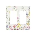 Decorative Spring Flower Boho Floral 2-Gang Decorator Screwless Wall Plate