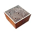 Decorative Square Geometric Motif Wood Block Print Stamp - DIY Henna Fabric Textile Paper Clay Pottery Block Printing Stamp