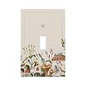 Decorative Vintage Boho Mushroom Toggle Light Switch Wall Plate Cover 1-Gang Beige/Tan Wild Flower Fairy Tale Rustic Forest Floral Botanical Outlet Faceplate Covers