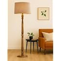 Rustic Wood Floor Lamp for Living Room Walnut Brown with Multicolor Fabric Lamp Shade | Light Decoration for Home Side Lamp for Living Room | Antique Floor Light, (Candlestick Leaf)