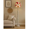 Rustic White Wooden Floor Lamp with Fabric Shade | Farmhouse Standing Lamp for Living Room, Bedroom &amp; Office | Tall Decorative Lamp with Warm Ambient Light (Gazania Sunshine)