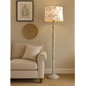 Rustic White Wooden Floor Lamp with Fabric Shade | Farmhouse Standing Lamp for Living Room, Bedroom &amp; Office | Tall Decorative Lamp with Warm Ambient Light (Cornflower)
