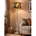 Rustic White Wooden Floor Lamp with Fabric Shade | Farmhouse Standing Lamp for Living Room, Bedroom &amp; Office | Tall Decorative Lamp with Warm Ambient Light (Butterflies)