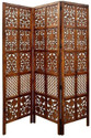 Decorhand Handcrafted 3 Panel Wooden Room Partition & Room Divider (Brown) Mango Wood Decorative Screen Partition Solid Wood Decorative Screen Partition