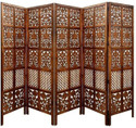 Decorhand Handcrafted 5 Panel Wooden Room Partition & Room Divider ( Brown) Solid Wood Decorative Screen Partition Solid Wood Decorative Screen Partition (Floor Standing, Finish Color - Brown, 5, Pre-assembled)