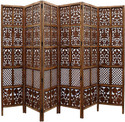 Decorhand Handcrafted 6 Panel Wooden Room Partition & Room Divider (Brown) Solid Wood Decorative Screen Partition