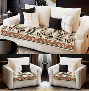 DECORIAN Velvet 311 Seater Sofa Geometric Cover