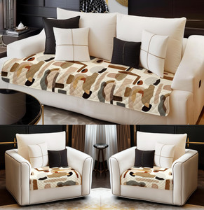 DECORIAN Velvet 311 Seater Sofa Geometric Cover