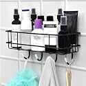 Decorlay IG Steel Self Adhesive Magic Sticker Kitchen Wall Shelf Multipurpose Bathroom Accessories Rack and Towel Holder with 4 Hook -Towel Rack Without Drilling | Color- Black (Pack of 4)