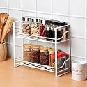 Decorlay Iron 2-Tier Multi storage/Multipurpose kitchen accessories items rack Kitchen Organizer Spice Rack Bartan Stand Kitchen Rack | Color White | 33x13x28 cm
