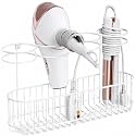 Decorlay Wrought Iron Bathroom Hair Straightener And Blow Dryer Storage Hair Tool Organizer Curling Wand Brushes Hanging Basket For Heated Appliances (White, Cosmetics)