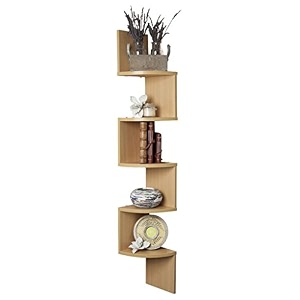 decornation corner wall mount shelf zigzag shape egyptian walnut