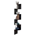 DecorNation Wooden Corner Wall Mount Shelf Zigzag Shape (Black)