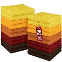 DecorRack 20 Pack 100% Cotton Wash Cloth, Luxurious Soft, 12 x 12 inch Ultra Absorbent, Machine Washable Washcloths, Assorted Set 1 (20 Pack)