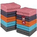 DecorRack 100% Cotton Washcloths 12x12 in, Assorted Set 4 (20 Pack)