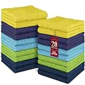 DecorRack 20 Pack 100% Cotton Wash Cloth, Luxurious Soft, 12 x 12 inch Ultra Absorbent, Machine Washable Washcloths, Assorted Set 3 (20 Pack)