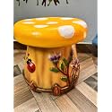 The Decorshed Fiber Stool for Garden & Kids Room Decor | Mushroom Style Terrace Garden Stool [ Yellow ]