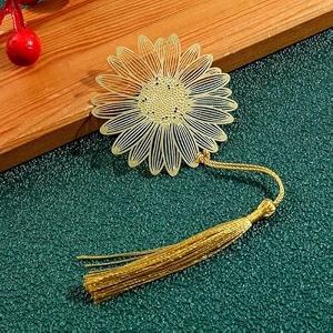 decortwist premium brass bookmarks size 2334 x 3534 pack of 1 handcrafted flower design gold bookmark with tassel gift for teachers readers book lovers student friends gifts